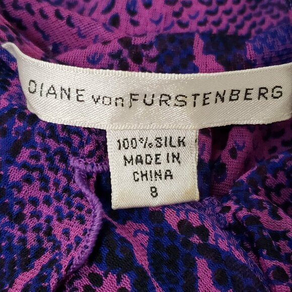 Diane Von Furstenberg Womens Silk Animal Snake Print Y2K Dress Size S Midi Event - Picture 3 of 8